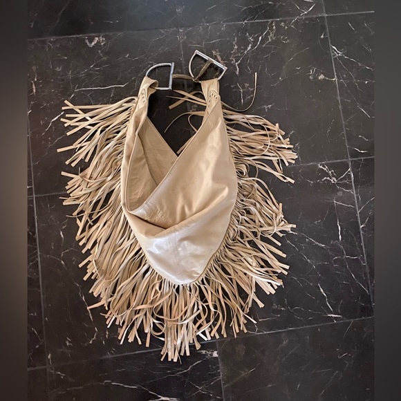 Free people Totem willow fringe horsebit hobo in cream leather - Picture 3 of 7